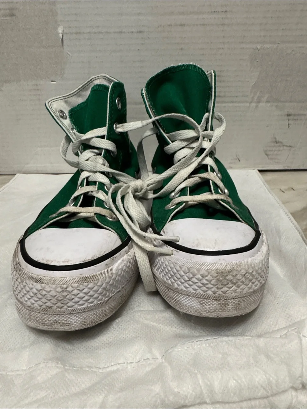 Converse Green Canvas High-Top Sneakers with White Soles